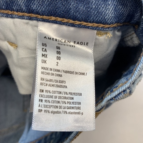 American Eagle Mom Short Woman 00 High‎ Rise Denim Blue Pleats Pockets  Beach - Picture 9 of 12